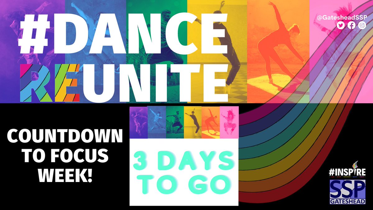 GatesheadSSP's tweet photo. We are really excited for the #DANCEREUNITE Focus Week! ⭐️ Only 3 Days to go until we want as many of you dancing as possible throughout the week! We can’t wait to see some of your routines 👏🏻💃🏼 Come back at 2pm today to see our winning design for the campaign! 👀 #BePartOfIt https://t.co/cQpE4PQTha