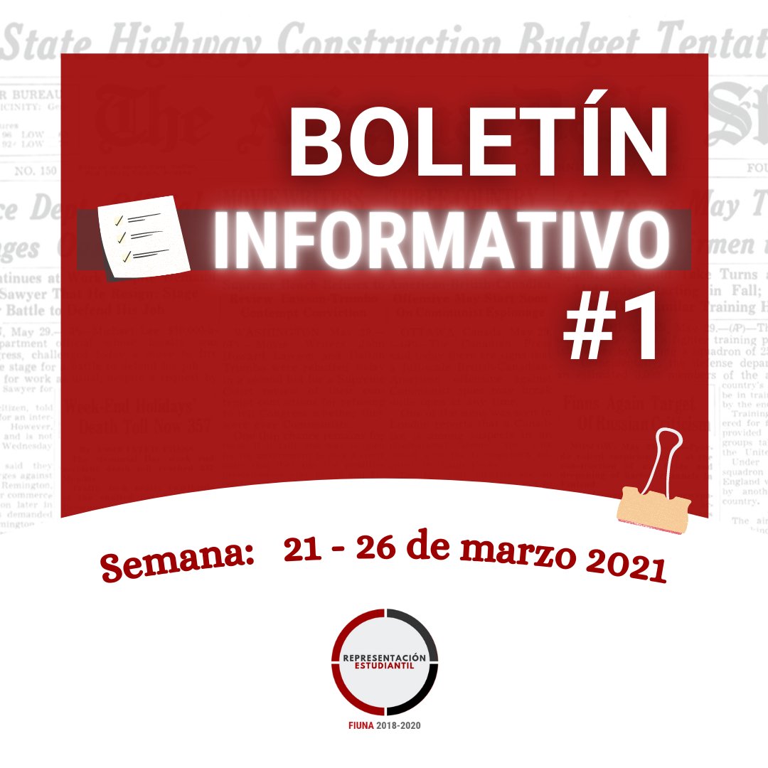 Estudiantil2020's tweet photo. Buenos días compañeros! Les dejamos un boletín informativo sobre los temas consultados más frecuentemente para que se mantengan actualizados. Les deseamos muchos éxitos en sus exámenes! 📚📖 https://t.co/TpKlAHAzjg