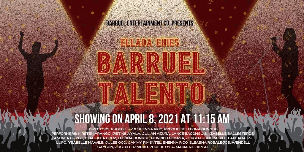 12Barruel's tweet photo. Hey there! Watch out for Barruel Entertainment .Co via MS Teams this coming April 8, 2021 as we bring to you Barruel Talento, talent from our section right to your screens. Where talent find its show! So what are you waiting for? Follow @12Barruel to keep updated. https://t.co/cH5RAehA4A