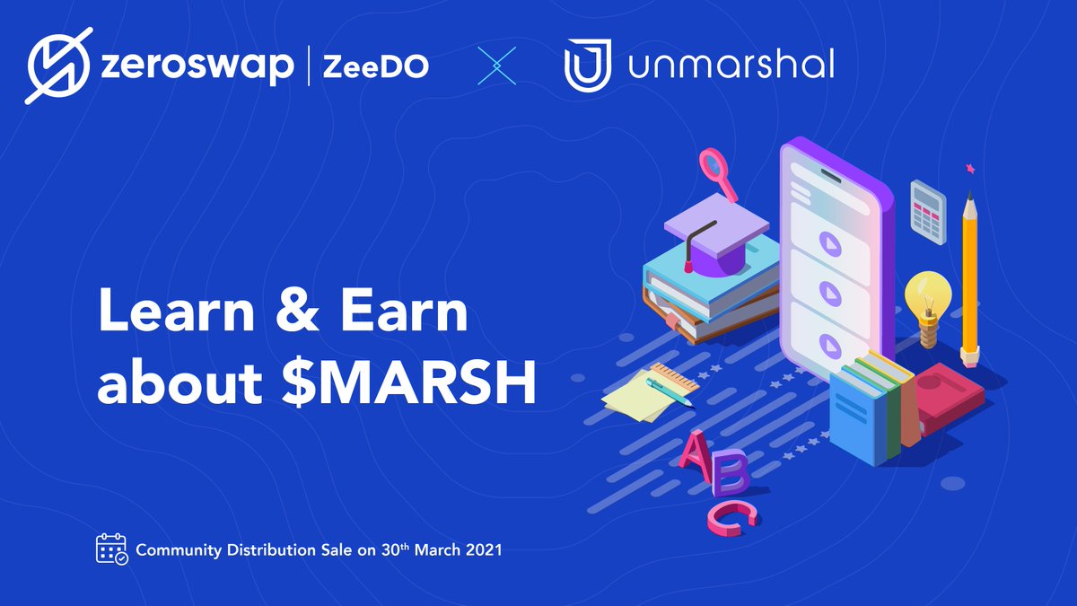 zeroswap_intern's tweet photo. 1/ 📚 Learn about Unmarshal and Earn Rewards

We are excited to bring Learn and Earn Quiz about @unmarshal as $MARSH is doing a sale on ZeeDO on 30th March; we are bringing this opportunity for the community to know about the project, public sale, and the team. https://t.co/jv2vbkoBh2