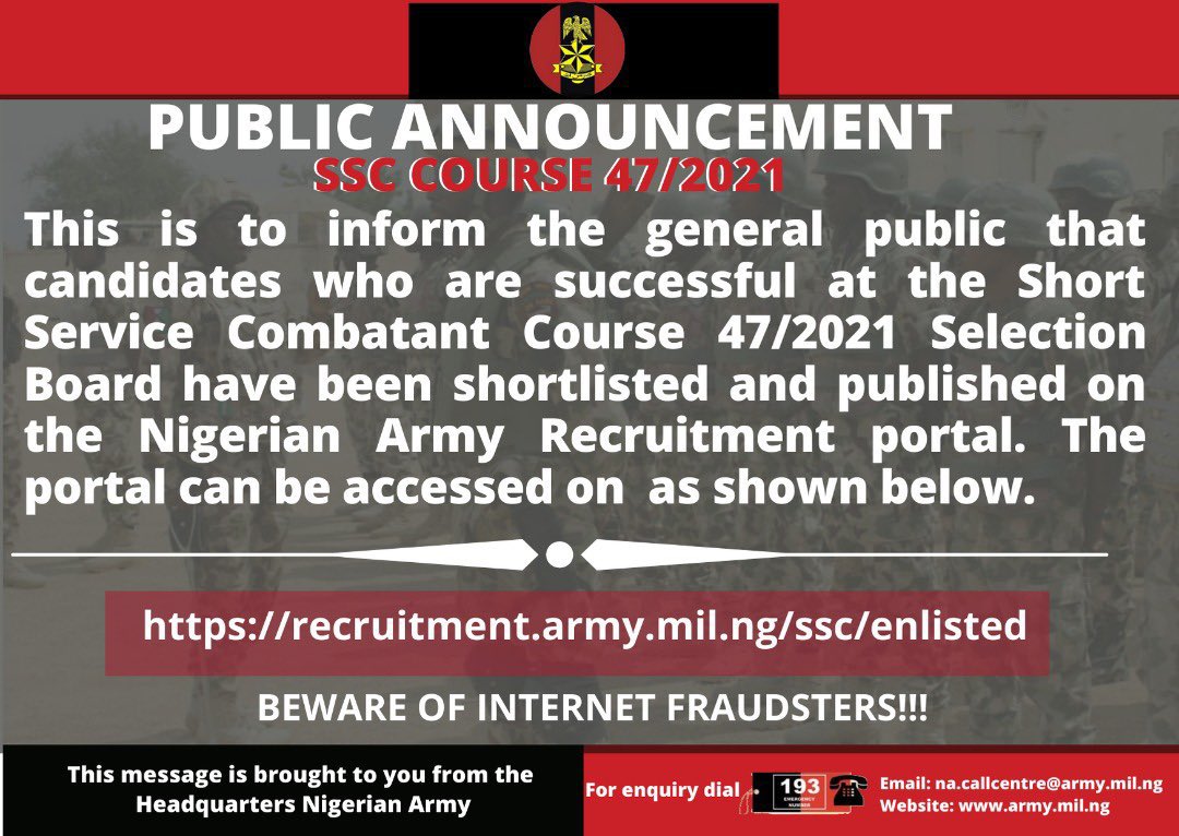 Nigerian Army on X: &ldquo;This is to inform the general public that 