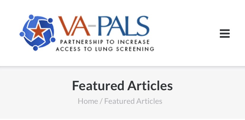 PALS_VA's tweet photo. Articles about the VA Partnership to increase Access to Lung Screening are now listed on the following website. #lcsm https://t.co/NouakPgHiC https://t.co/dRg70La9kM
