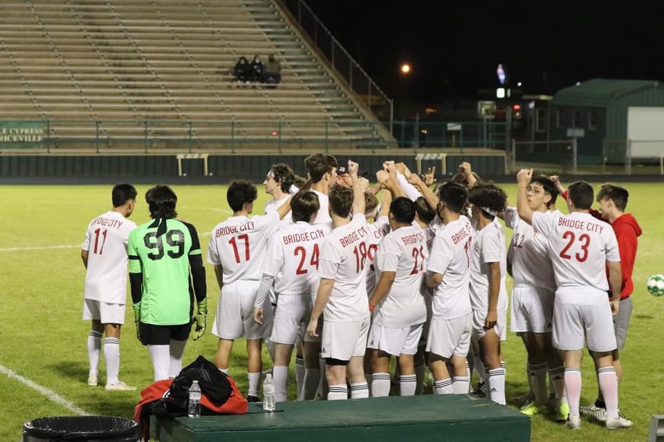 BridgeCityHS's tweet photo. GOOD LUCK CARDINAL ⚽️ 
1st Playoff Appearance in School History‼️ 
Cardinals vs Splendora 
@ Barbers Hill HS 6:00pm 
#GOBIGRED https://t.co/2kFOI2cmOK