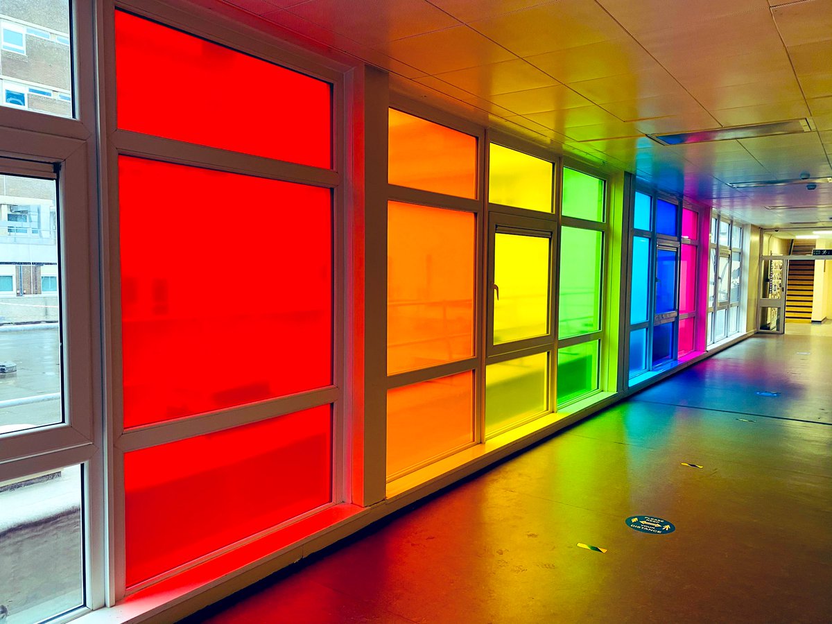 NTeesHpoolNHSFT's tweet photo. Look how much these rainbows brighten up our hospital sites!

These can now be seen by the entrance to the University Hospital of Hartlepool and the long corridor near to the south wing at the University Hospital of North Tees.

A symbol of memory and hope. https://t.co/mMIiz8XKvl