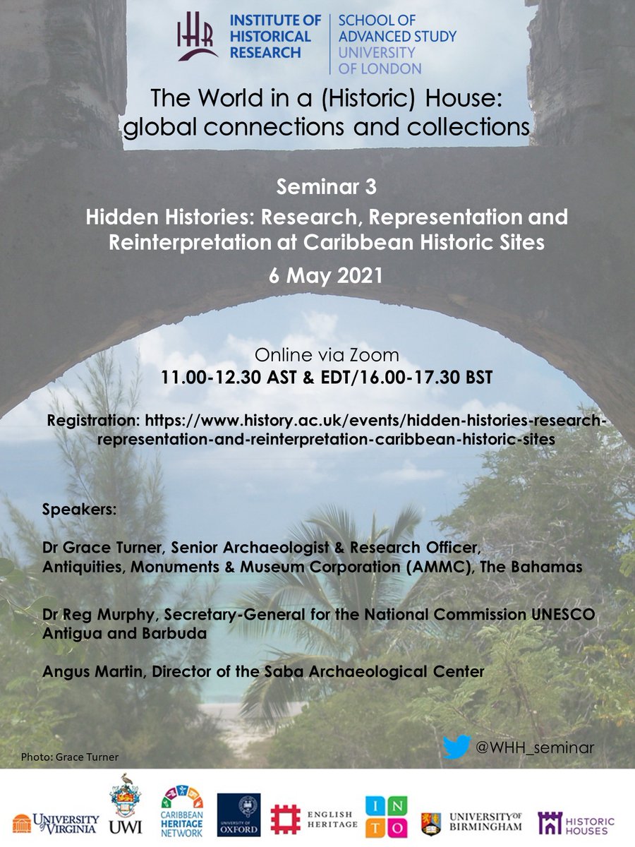 amylimart's tweet photo. NOW BOOKING @WHH_seminar 'Hidden histories: research, representation and reinterpretation at Caribbean Historic Sites', 6 May 16.00 BST.  We have another stellar line-up of speakers, make sure you put it in your diary! https://t.co/1pMJBCBZyx