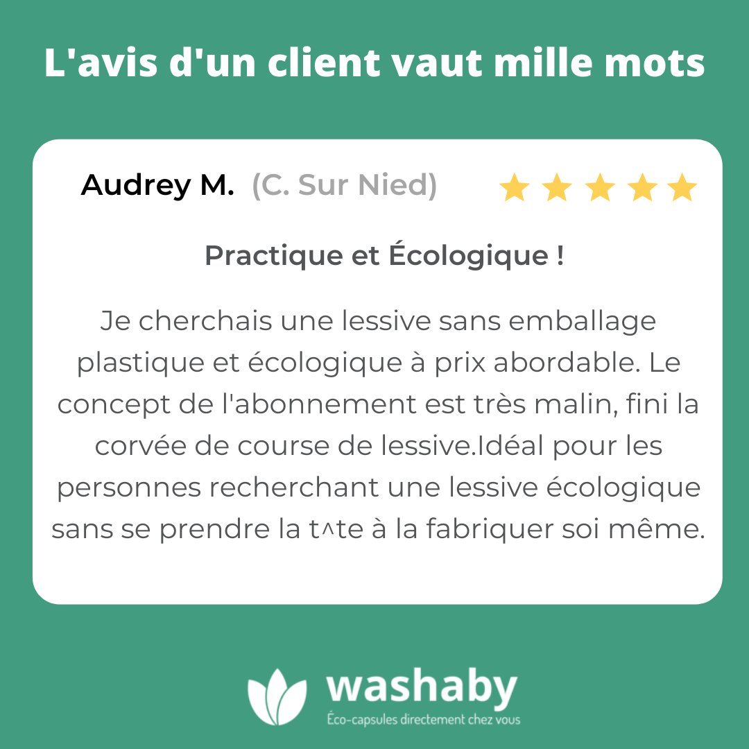 WashabyEco's tweet photo. Que pensent les clients de l'expérience Washaby? 😍🙌

👉 https://t.co/VBBK4r73mA

#LessiveÉcologique #Lessive  #Efficace #Écoresponsable #Washaby #ZéroDéchet #SansPlastique #Durable #Ecologie #Environnement #LivraisonGratuite #Lifestyle https://t.co/g2p7YGAkWJ