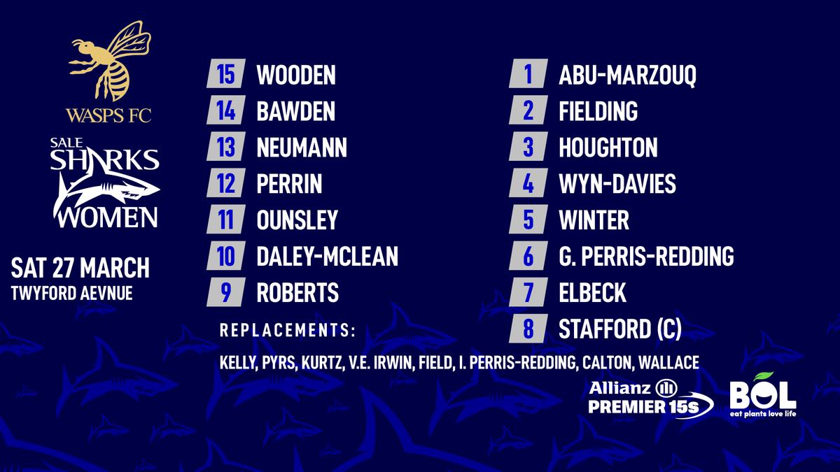 TEAM NEWS | Here is how we line-up for tomorrow's trip to Wasps! 🦈

Read more: salesharks.com/2021/03/26/tea…