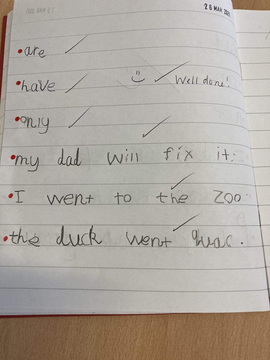 St_Thomas_ERC's tweet photo. Capital letters, finger spaces and full stops! Look at this very high standard of writing from our Primary 1 children. Transferring their spelling into a sentence. Well done boys. 👍 #dictation #sharingsucess https://t.co/T74N2iPAh4