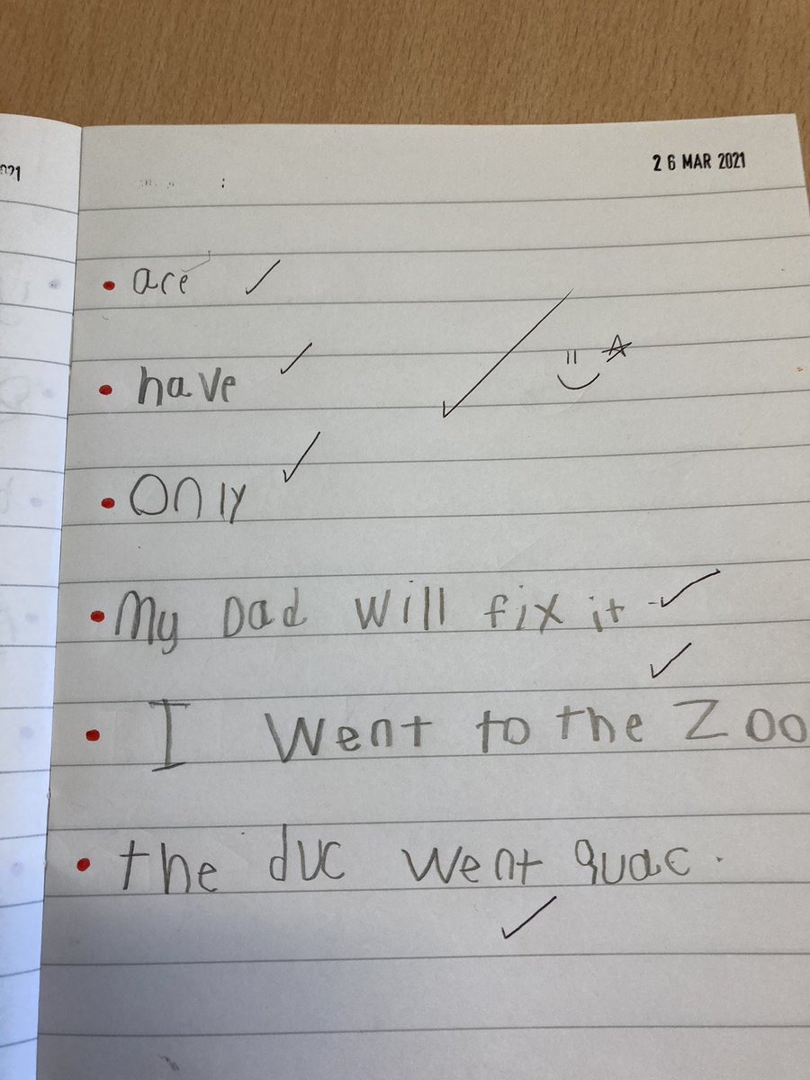 St_Thomas_ERC's tweet photo. Capital letters, finger spaces and full stops! Look at this very high standard of writing from our Primary 1 children. Transferring their spelling into a sentence. Well done boys. 👍 #dictation #sharingsucess https://t.co/T74N2iPAh4