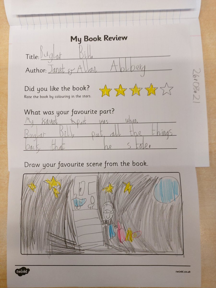 bain1968's tweet photo. @uptonclass2MF @uptonclass2SB @bain1968. In our close reading group today we completed a book review on Burglar Bill. This was the childrens first time and they did an amazing job 👏. Super proud of you all. 😃 https://t.co/FdbwByxfNy