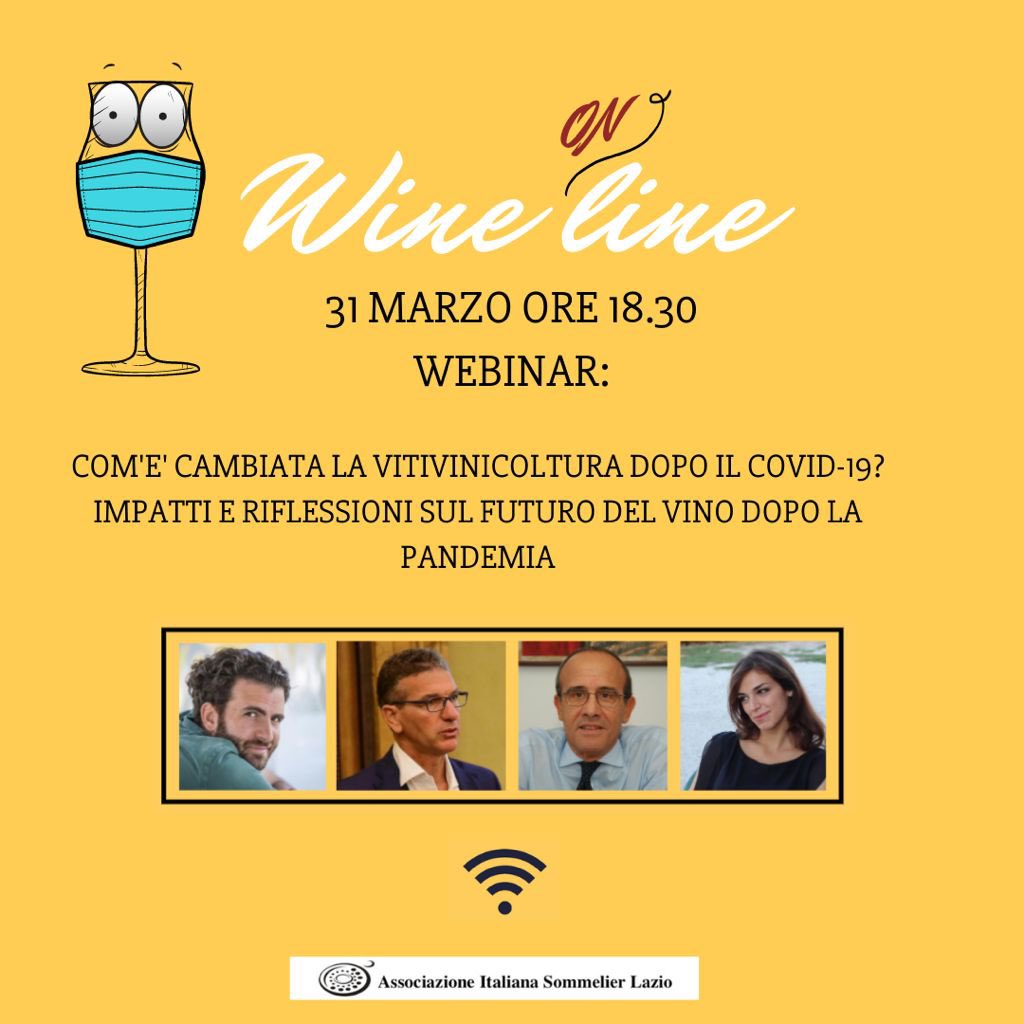 AIS Lazio (@ais_lazio) on Twitter photo MercoledĂŹ 31 marzo 2021 ore 18.30 webinar âComâè cambiata la vitivinicoltura dopo il COVID-19?â
Fabio Del Bravo â ISMEA;
Fabrizio De Filippis â RomaTre;
Francesco Minetti â Well Com.
Modera: Francesca Zaccarelli a cura di AIS Lazio
Info comunicazione@aislazio.it MercoledĂŹ 31 marzo 2021 ore 18.30 webinar âComâè cambiata la vitivinicoltura dopo il COVID-19?â
Fabio Del Bravo â ISMEA;
Fabrizio De Filippis â RomaTre;
Francesco Minetti â Well Com.
Modera: Francesca Zaccarelli a cura di AIS Lazio
Info comunicazione@aislazio.it