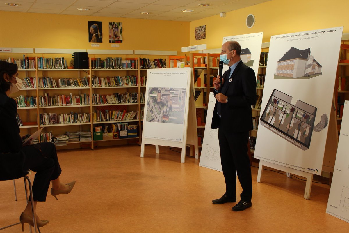 Déplacement de <a href="/jmblanquer/">Jean-Michel Blanquer</a> et <a href="/avyelimas/">Nathalie Avy (Elimas)</a> à Brecey au collège Pierre Aguiton autour du projet des internats d'excellence. Le plan #FranceRelance va consacrer 50M€ à la création ou la réhabilitation de places d'internats d'excellence.