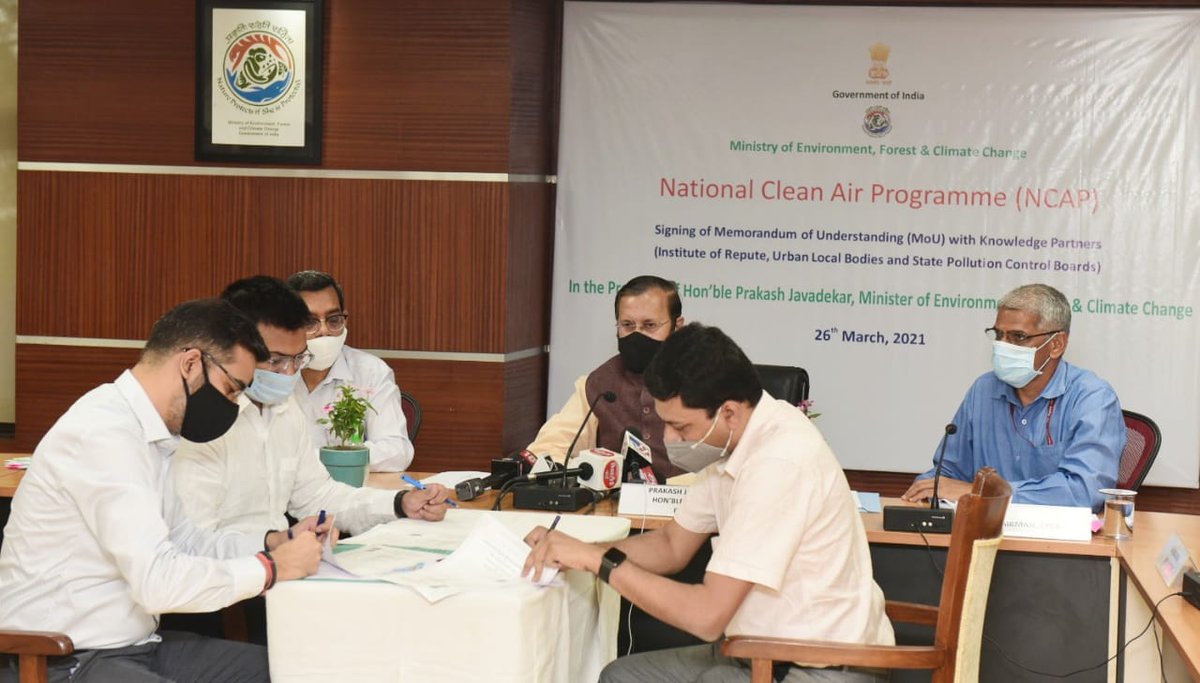 At the signing of MoU for 132 cities for implementation of action plans under NCAP, stated that our collective aim is to combat pollution by working on an individual, state and national level to make PM Sh @narendramodi’s dream of #SwachhVayu and #SwachhBharat a reality.