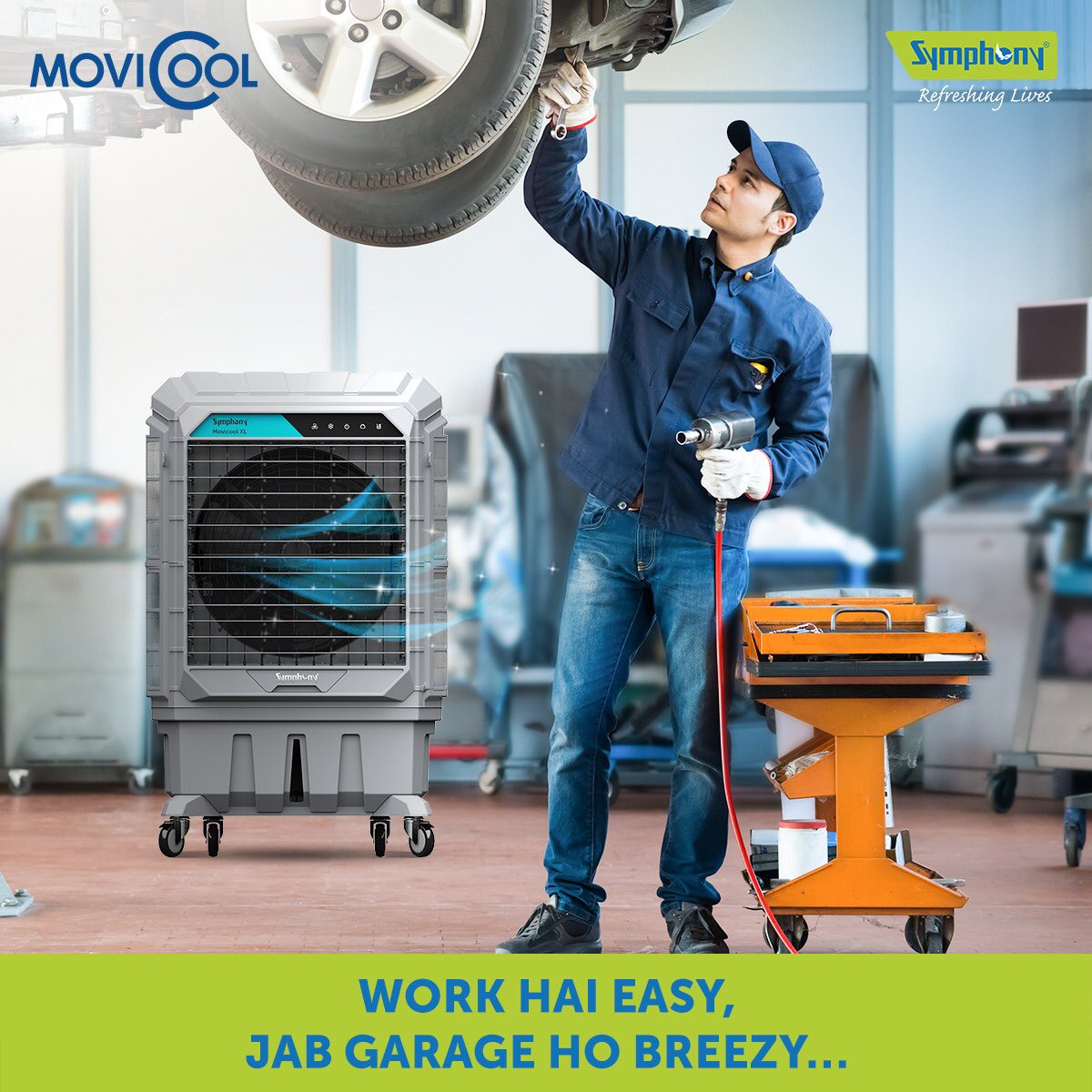 symphonylimited's tweet photo. Don’t sweat it, Movicool will help you cool it. 
With evaporative cooling in large spaces, Movicool absorbs the dry air and dispenses refreshingly cool air!

Visit our website to know more 

#unlockwithsymphony #unlocksupercooling #aircoolers #workshop https://t.co/RkgePoq8rI