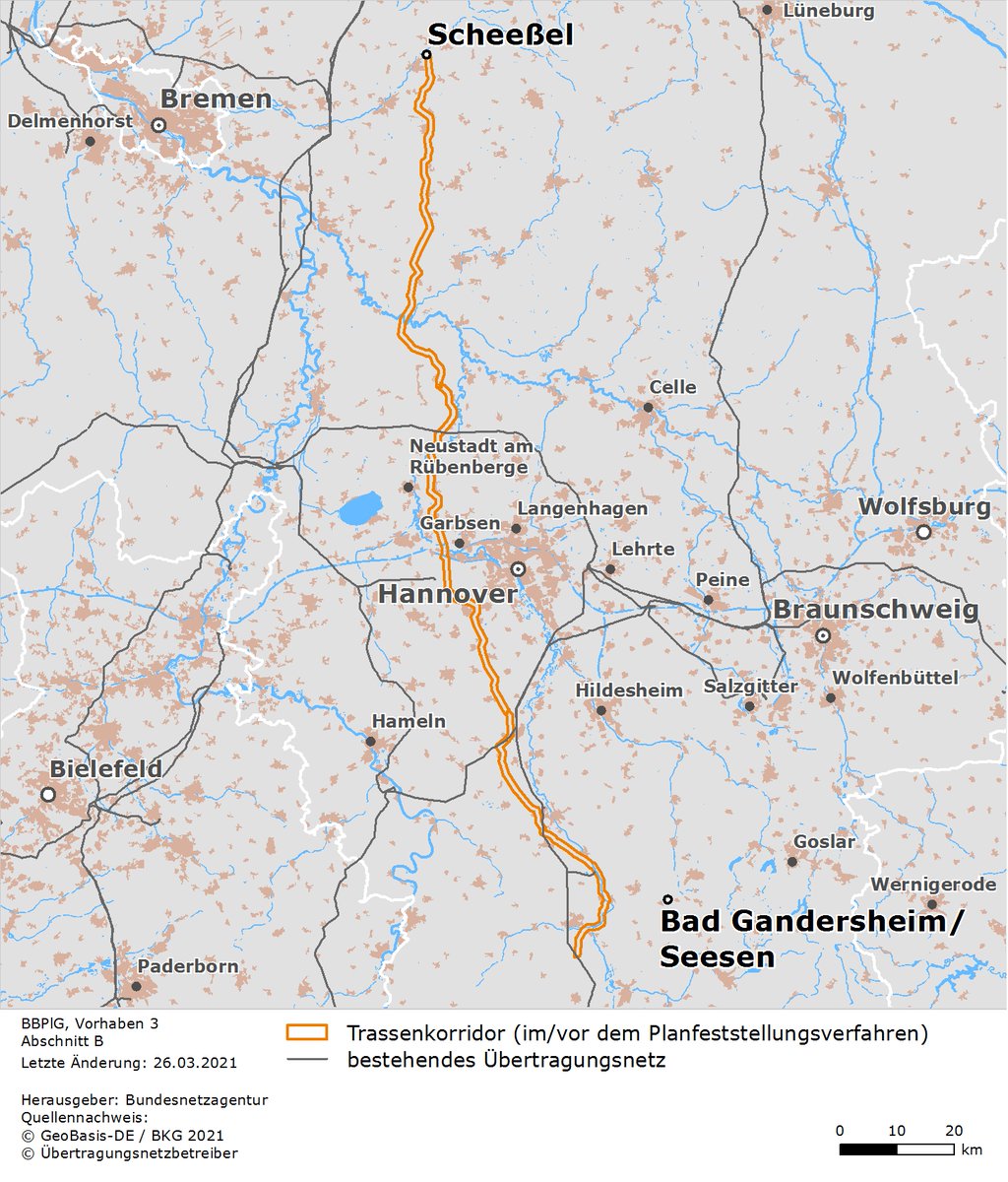 netzausbau's tweet photo. #SuedLink: Für den Abschnitt B (#Scheeßel – Bad #Gandersheim / #Seesen) wurde die #Bundesfachplanung abgeschlossen. Damit haben wir einen ca. 190 km langen Korridor festgelegt, in dem später einmal die neue Leitung verlaufen wird. https://t.co/L1VIoaTbPS & https://t.co/DkIU1XzQRy https://t.co/ABq7DfuEdI