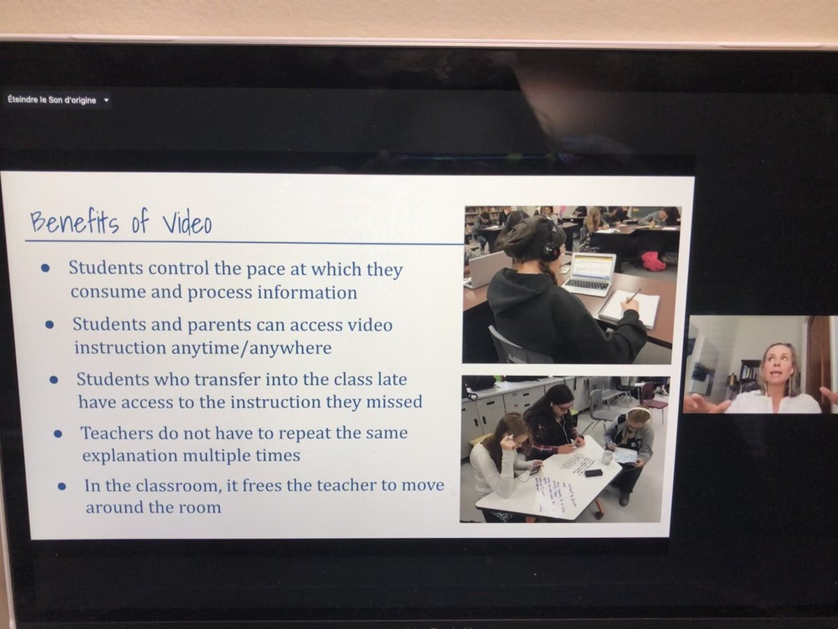 a_rschubert's tweet image. Les enseignants et directions des écoles secondaires du @cscmonavenir ont participé à une session inspirante sur l’enseignement hybride. @Catlin_Tucker a offert une panoplie d’idées à essayer. Ici, elle explique les bienfaits d’enregistrer de courtes leçons en format vidéo.