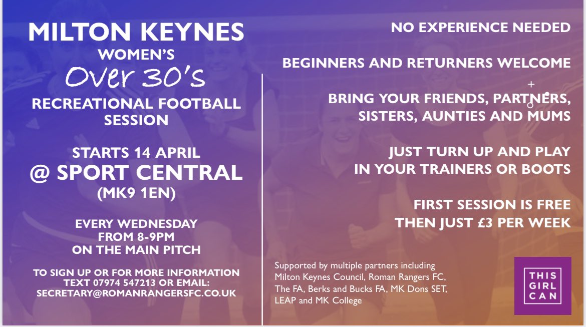Women’s over 30s recreational football.... get in touch to take part!