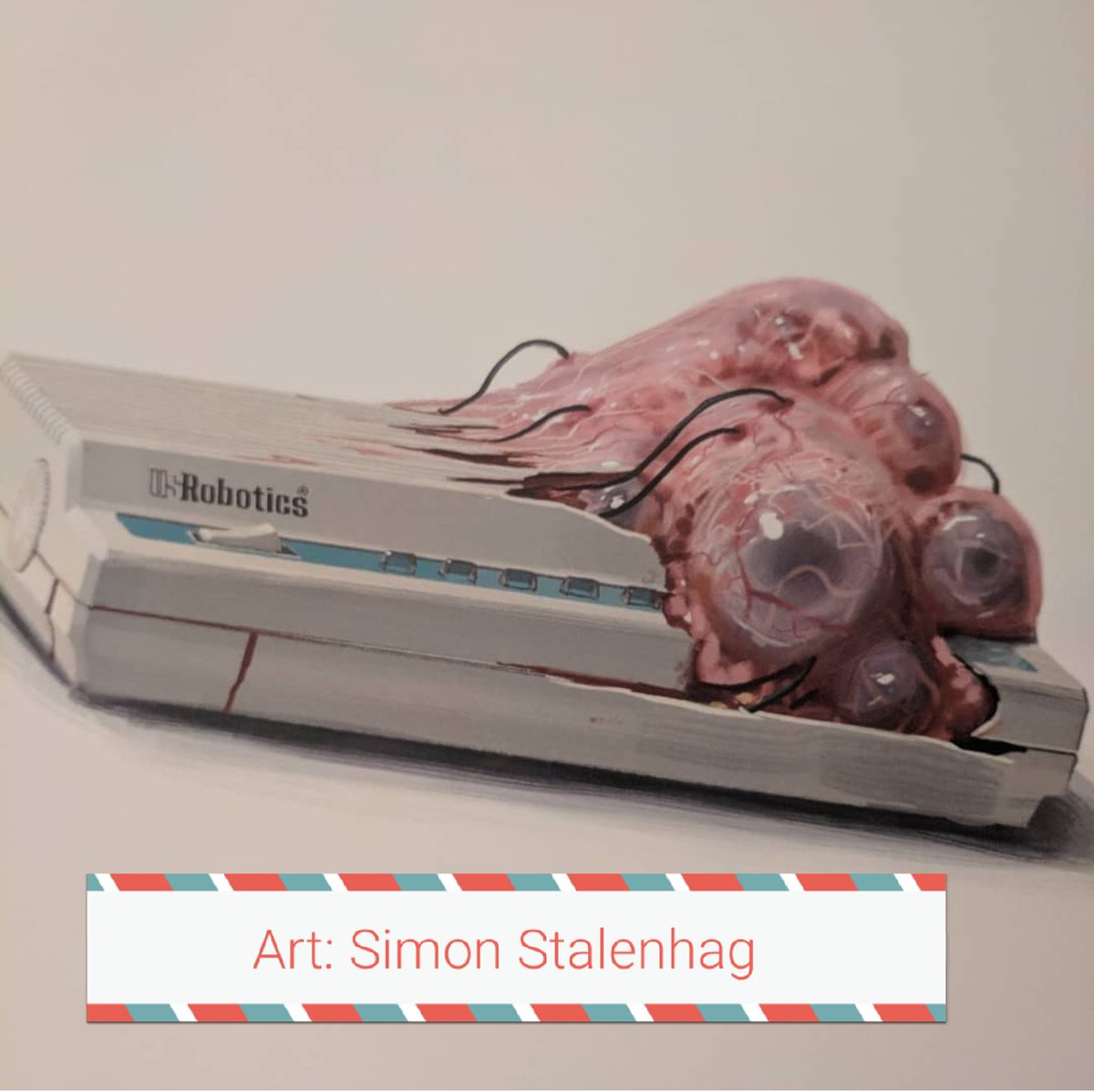PigeonsandD's tweet photo. This art by Simon Stalenhag accurately reflects the weird feeling I feel while living in a world with both overdependence on technology and growing popularity of lab grown meat simultaneously. #scifiisreal #maybeimparanoid https://t.co/lmtJcQZTrB