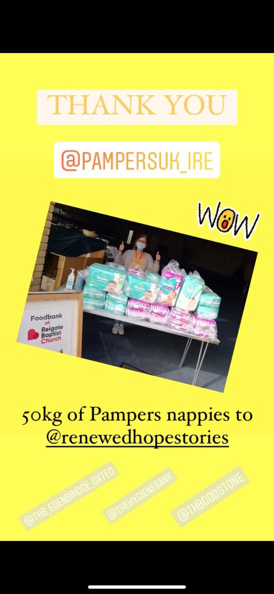 Massive thank you to @Pampers for all of the nappies donated to us at @thehygienebank we delivered this lot within days of receiving them to @StripeyStork @RHTEastSurrey @TheirVoiceNews and #HorleyFoodBank. #ThankYou #EndHygienePoverty #TheHygieneBank