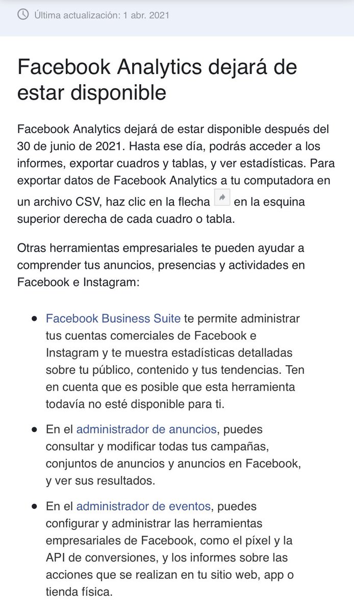 Adiós a Facebook Analytics.