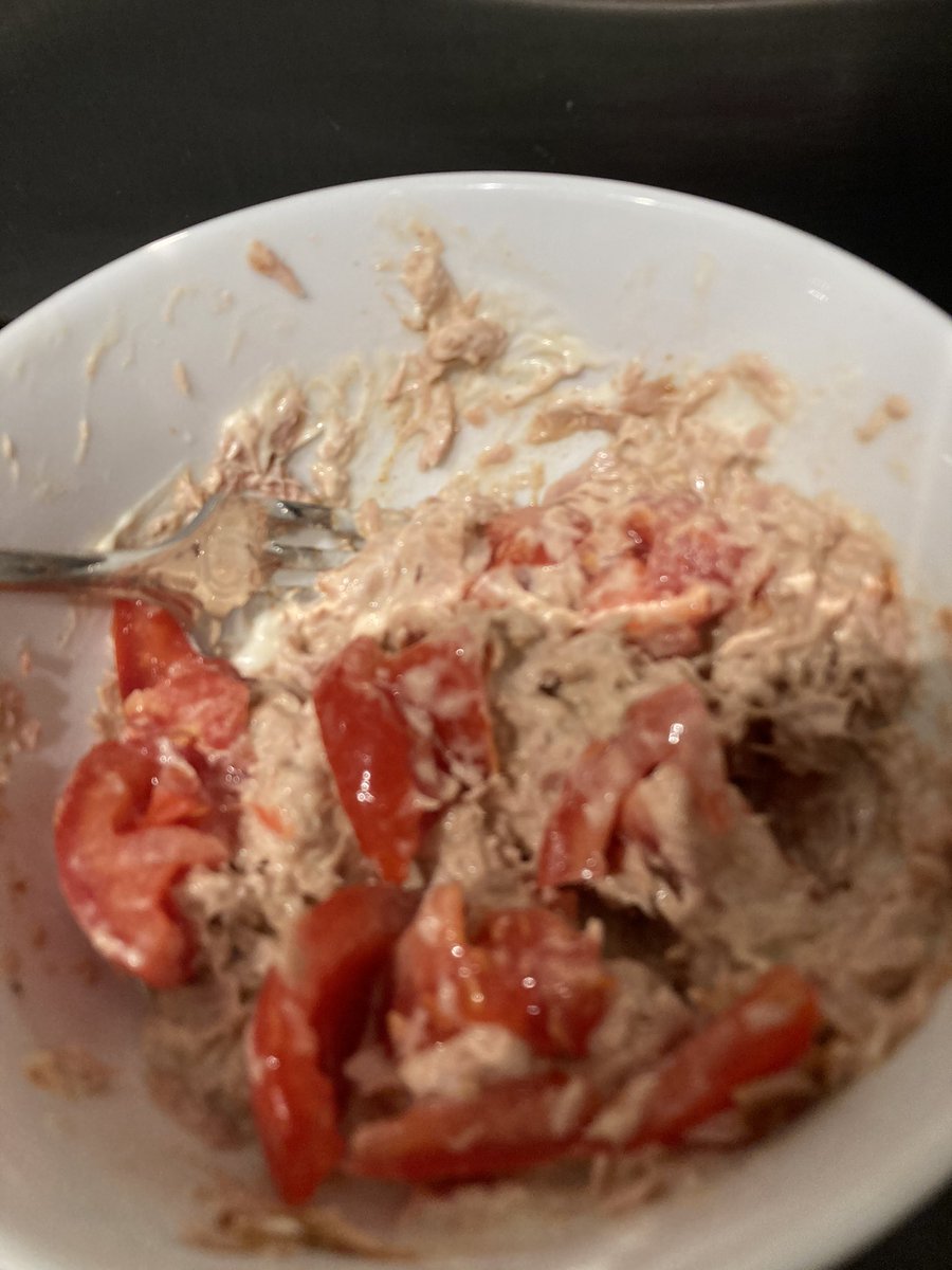 BookJo's tweet photo. This is hardly haute cuisine, but the first picture is of three of how one simple dish exposes three of my hemiplegia bugbears- opening tins, chopping vegetables and unscrewing bottle lids. The second picture = the taste of victory. #TunaSalad #DisabilityChallenges https://t.co/tcT9NPpS48