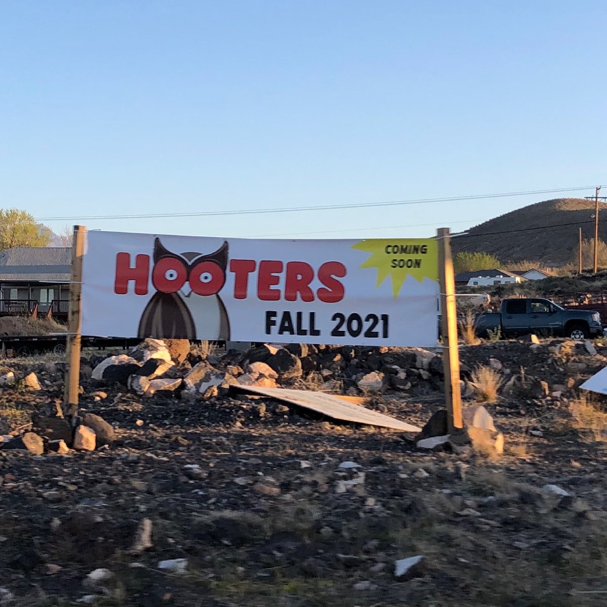 MarkRober's tweet photo. My sister lives in a fairly rural, conservative small town. She got this banner printed and put it up on an empty lot on Main Street yesterday :) https://t.co/wkwNMrhYoP