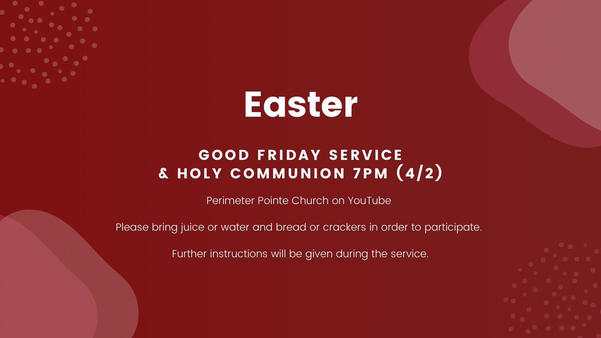 PerimeterPointe's tweet photo. Join us tonight on YouTube at 7pm EST! #GoodFriday https://t.co/OpJ1UyyTZa