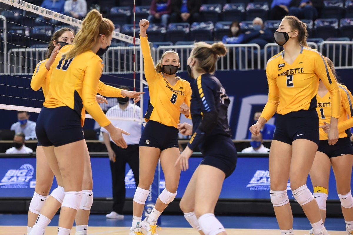 BIGEASTchamps's tweet photo. Old rivals will square off again for a #BIGEASTvb 🏆! 

@MarquetteVB 🆚 @CreightonVB 

Tomorrow at 12:30 ET / 11:30 CT on @FS1. https://t.co/w7c4Ky28wm