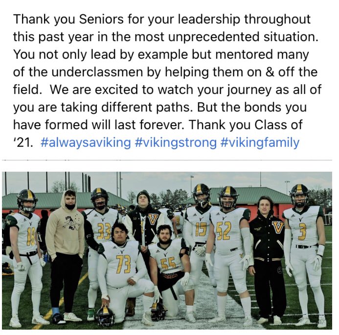 FBvikingstrong's tweet photo. Thank you Class of ‘21 💪🏽🏈 https://t.co/5Iao94vTAL