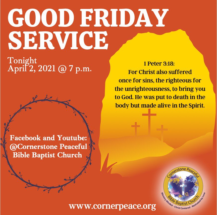 Cpbbconline's tweet photo. You don’t want to miss this special Good Friday Word from our Senior Pastor @rev.mangrum with a surprise special guest! Watch via live-streaming, YouTube, or Facebook at 7pm 🙌🏾 https://t.co/gmzFz1cnPt