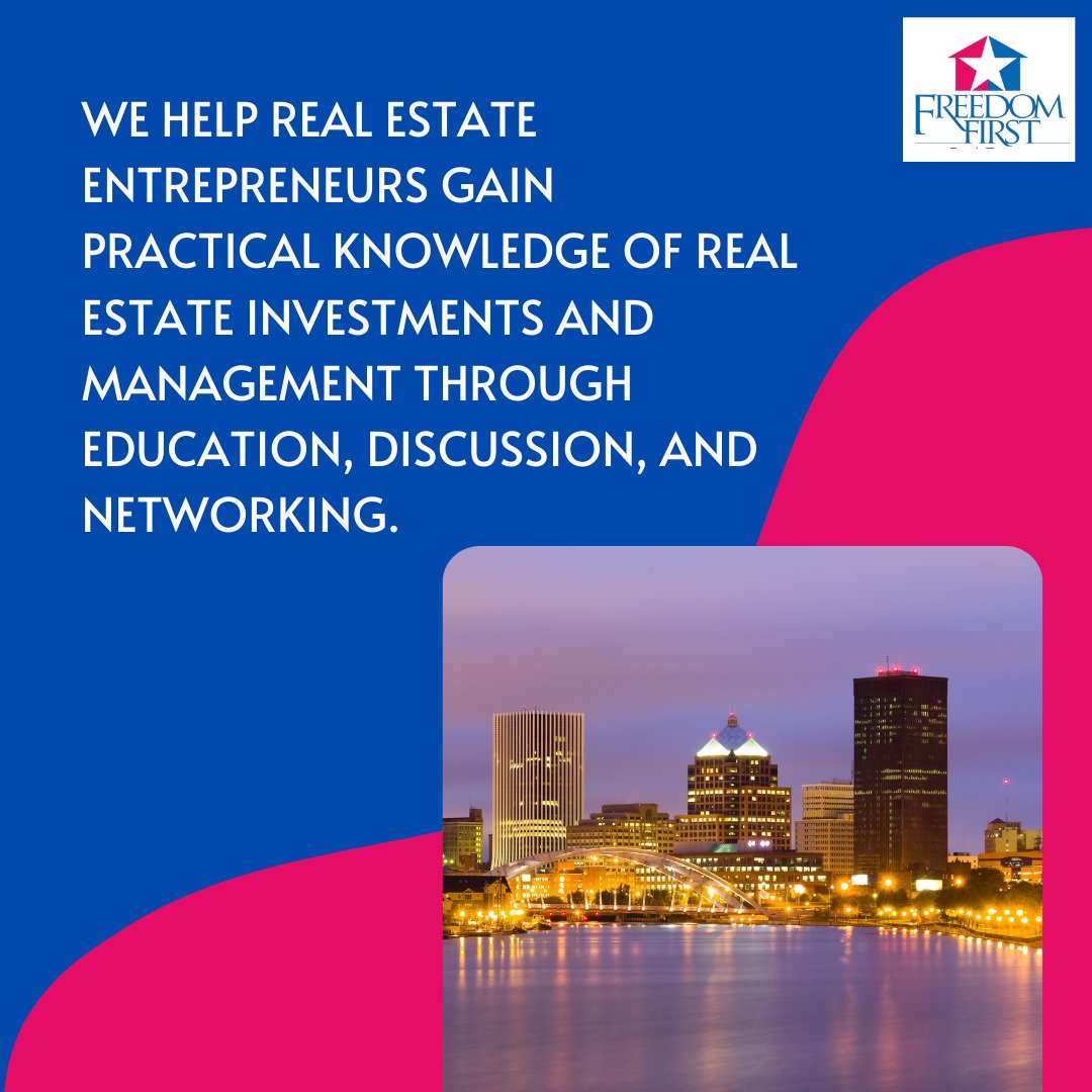 FFREIA's tweet image. Freedom First helps real estate entrepreneurs gain practical knowledge of real estate investments and management through education, discussion, and networking.

#FFREIA #ROC #Rochester #RealEstate #REinvesting #Investing #RealEstateInvesting #Teamwork #Community