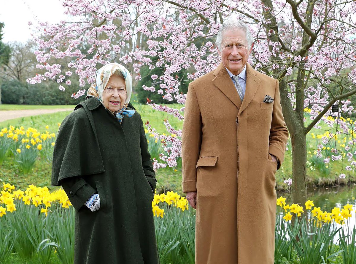 MajestyMagazine's tweet photo. Royal walkabout: The Queen and the Prince of Wales, photographed by @ChrisJack_Getty in the grounds of Frogmore House, Windsor. https://t.co/INRvgeCy61