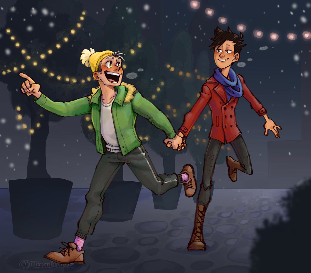 Colour? But I hardly know her

Anyway, Kuroo came to visit Bo after a long time apart and Bo's showing Kuroo around his city's winter festival <3

#bokuroo #haikyuu #haikyuufanart #bokuto #kuroo