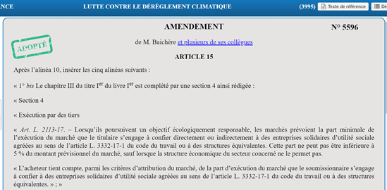 Un pas de géant vient d'être franchi à <a href="/AssembleeNat/">Assemblée nationale</a> pour le développement de la commande publique inclusive ! <a href="/dbaichere/">Didier BAICHERE</a> <a href="/VerdierJouclas/">Marie-Christine Verdier-Jouclas</a> <a href="/PotierDominique/">Dominique Potier</a> <a href="/ViryStephane/">Stéphane Viry</a> <a href="/valbeauvais/">Valérie Beauvais</a> #inclusion <a href="/Elisabeth_Borne/">Élisabeth BORNE</a> <a href="/KlinkertBrigitt/">Brigitte Klinkert</a>