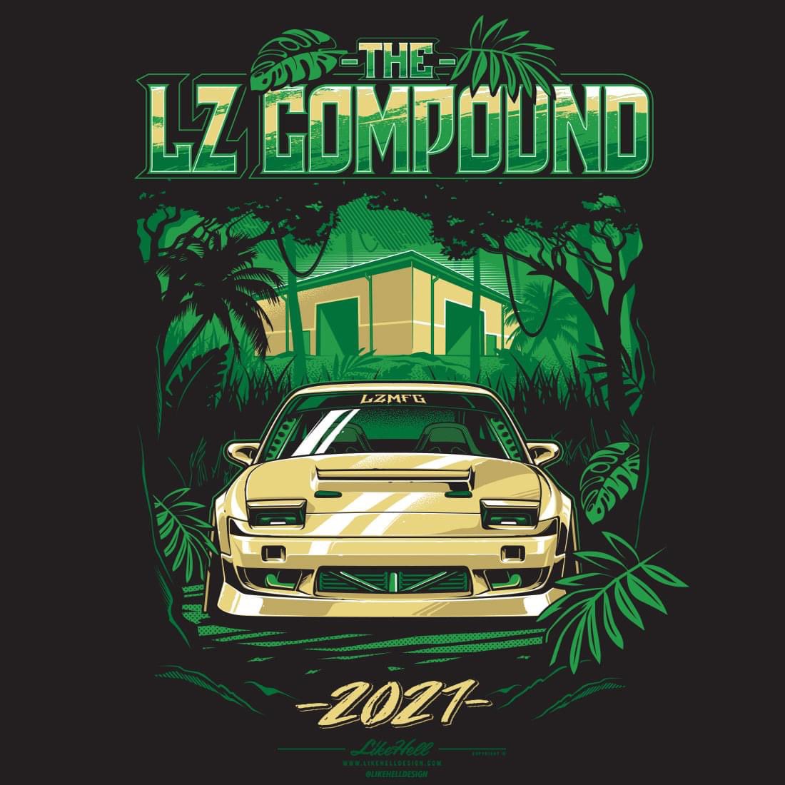 LikeHellDesign's tweet image. I was given the awesome opportunity to produce this design for @Adam_LZ’s LZ Compound reveal. It’s available on tees, but preorders end Sunday so be quick!

As always it was a pleasure working with Adam, having a tonne of freedom to go all in on artwork 🌴
#likehelldesign #lzmfg