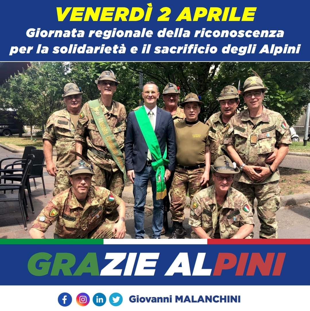 GioMalanchini's tweet photo. Cerimonia al Monumento agli #Alpini di #Bergamo.
#Lombardia prima regione a riconoscere con una legge, di cui sono primo firmatario, il ruolo delle nostre insostituibili #PenneNere!
A tutti gli Alpini il nostro grande GRAZIE!
#giornataalpini #2aprile #regionelombardia #malanchini https://t.co/vR8hpe7xDr
