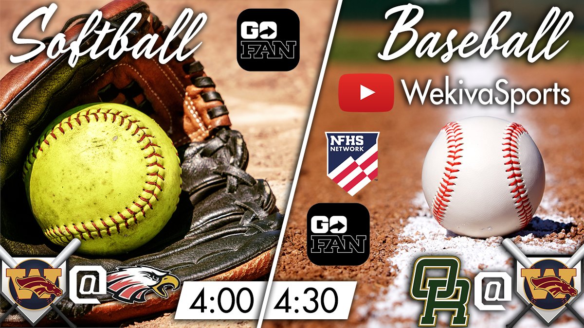 TODAY:
🥎 <a href="/WekivaSoftball/">Stang Gang</a> is at <a href="/GoEHSEagles/">Edgewater Athletics</a> at 4:00
⚾ #WekivaBaseball hosts <a href="/TheRidgeSports/">Oak Ridge Sports</a> at 4:30

🎟 Tickets for both games on <a href="/GoFanHS/">GoFan</a>
📹 Baseball live stream on youtube.com/c/WekivaSports and <a href="/NFHSNetwork/">NFHS Network</a>

<a href="/osvarsity/">Sentinel Varsity</a> <a href="/ApopkaJohn/">John Peery</a> <a href="/ApopkaChiefNews/">Apopka Chief newspaper</a>