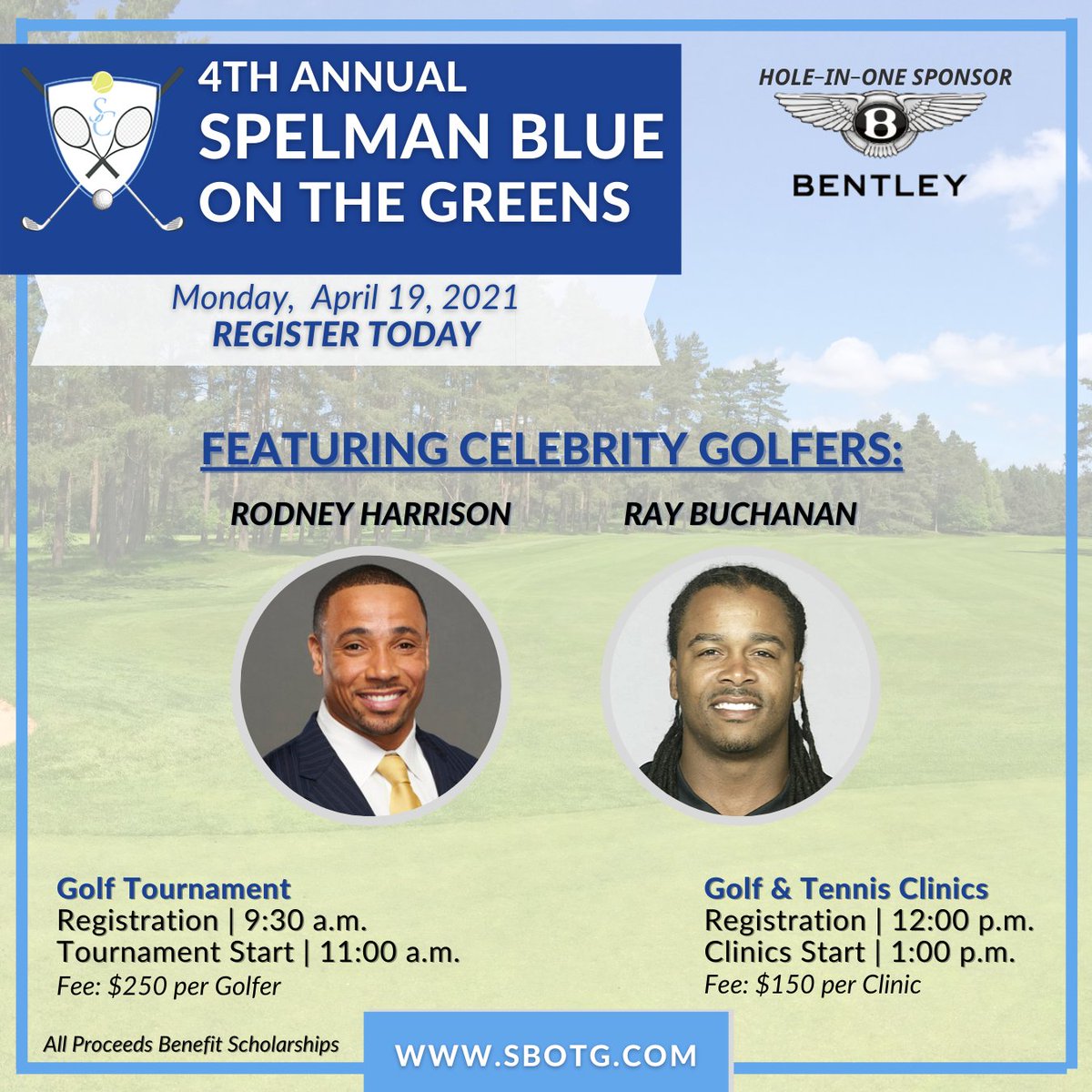 SpelmanBOTG's tweet photo. Register today for Spelman Blue on the Greens! Two new celebrity golfers have been added - former NFL player &amp; sports analyst Rodney Harrison, and former NFL player Ray Buchanan. Sign up: https://t.co/ynSTwQzD3m.
#naascatlanta #poweredbysisterhood #sbotg #golf #tennis https://t.co/3euEVTMYWU
