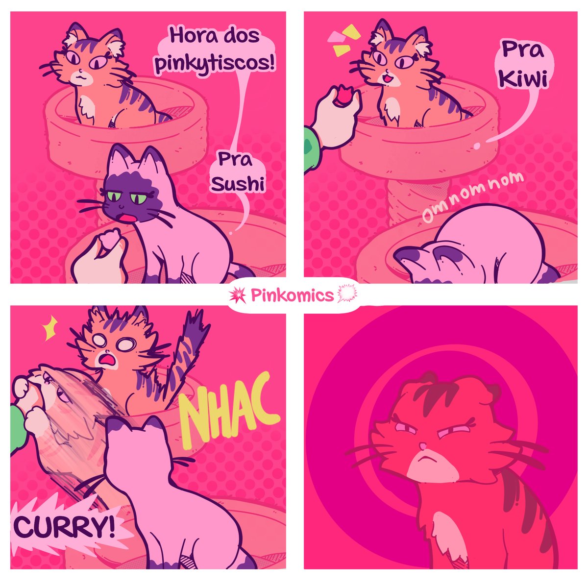 pinkysaura's tweet photo. 💥 PINKOMICS! 🗯️

Quem frequenta minha live adora a hora dos Pinkytiscos, principalmente o Curry, que nunca perde 1 petisco sequer xD Vcs tbm tem um bichinho esfomeado?

🏴 Feita pelo meu BFF maravilhoso ♥

#Pinkomics #Pinkysaurr #Instacats #Art #CatsofInstagram https://t.co/Cu1cgMlkqn