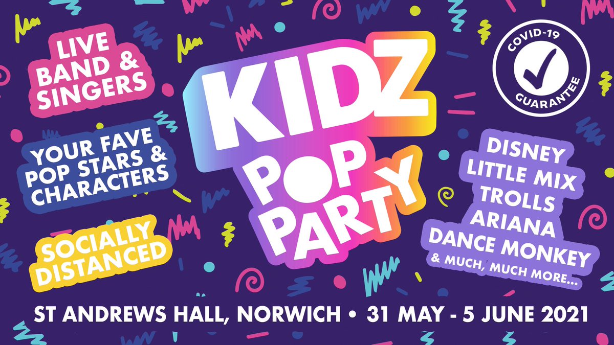TheJoeRinger's tweet photo. Fuck Covid, we’re doing a show!!!

Grab your little ones and join us for the ULTIMATE KIDZ POP PARTY this May Half-Term at St Andrew’s Hall, Norwich.

Live Band, Singers and Dancers playing everything from Disney and Trolls to Ariana and Little Mix! ❤️ https://t.co/nBDCTtPPUS