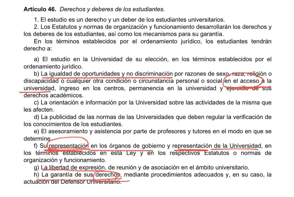 miguelgorbe's tweet photo. No deben extrañarse que reivindiquen #uneddiscrimina siendo la esencia de los centros educativos la participación y la igualdad de oportunidades NO DISCRIMINACION en el acceso. @uned @CrueUniversidad  @UniversidadGob Derechos que impone la Ley Orgánica de Universidades : https://t.co/x7a62nDMsG