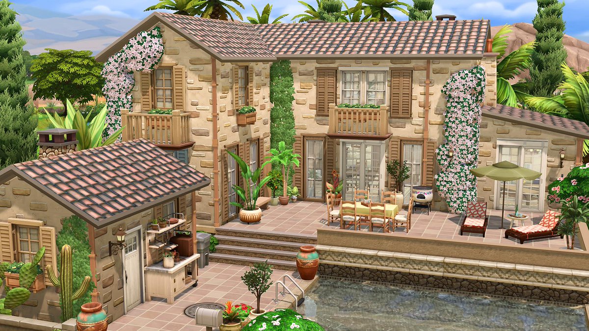 flubs79's tweet photo. hi guys !😎
here you can see my Mediterranean Villa⛱️
i have built it in Oasis Springs🌴
#thesims #thesims @SimGuruNinja #ShowUsYourBuilds 
@thesims 

VIDEO https://t.co/lSarPSX3Pl https://t.co/nPJfXjjuRv