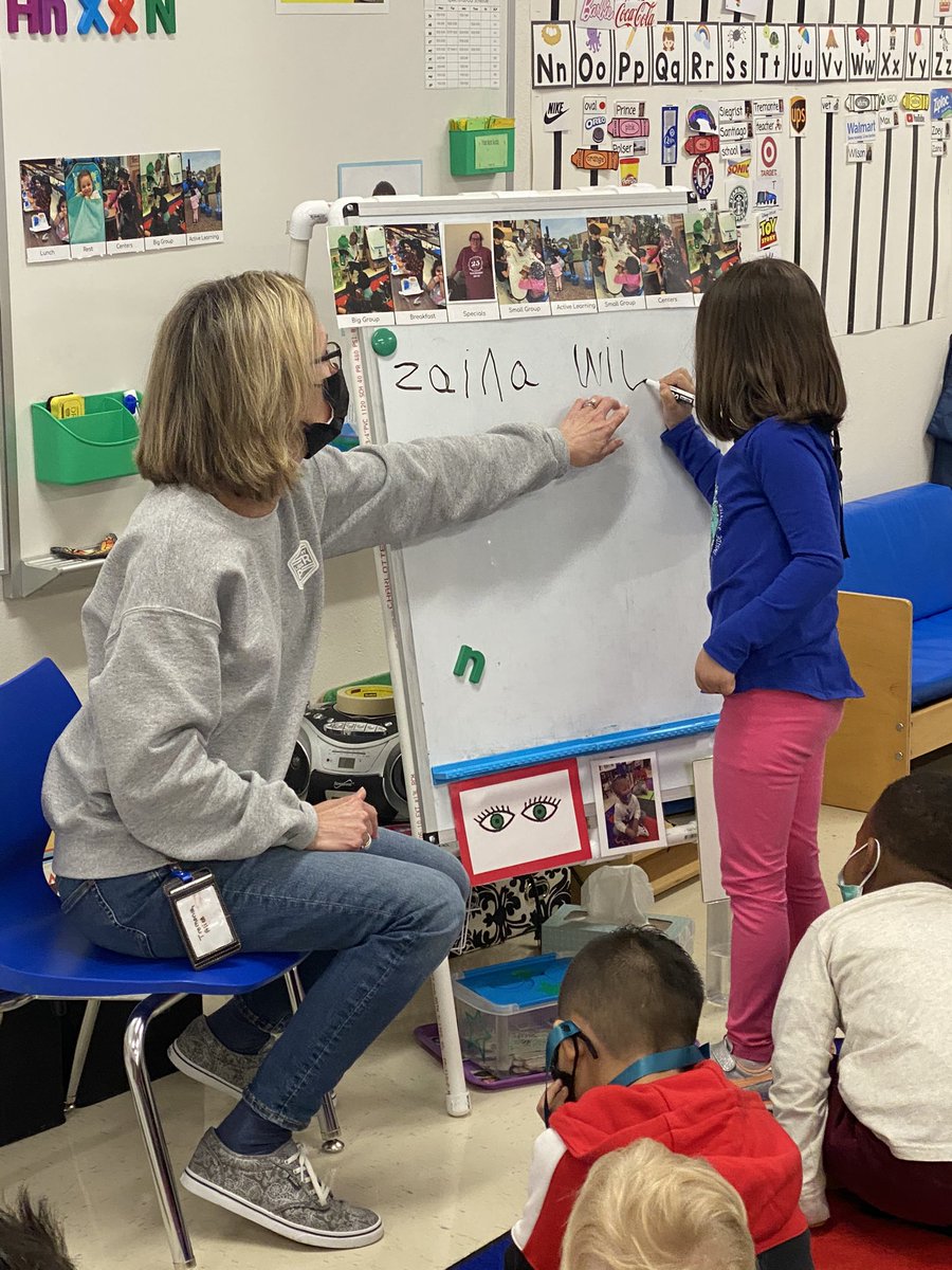 Almost every day of this school year, my co-teacher or I have written a morning message on the board to read and study with our kiddos. Yesterday, one of those kiddos wrote the whole message by herself! Pre-K is absolutely magical ✨ #polserproud #lisd #lisdpk #ecse