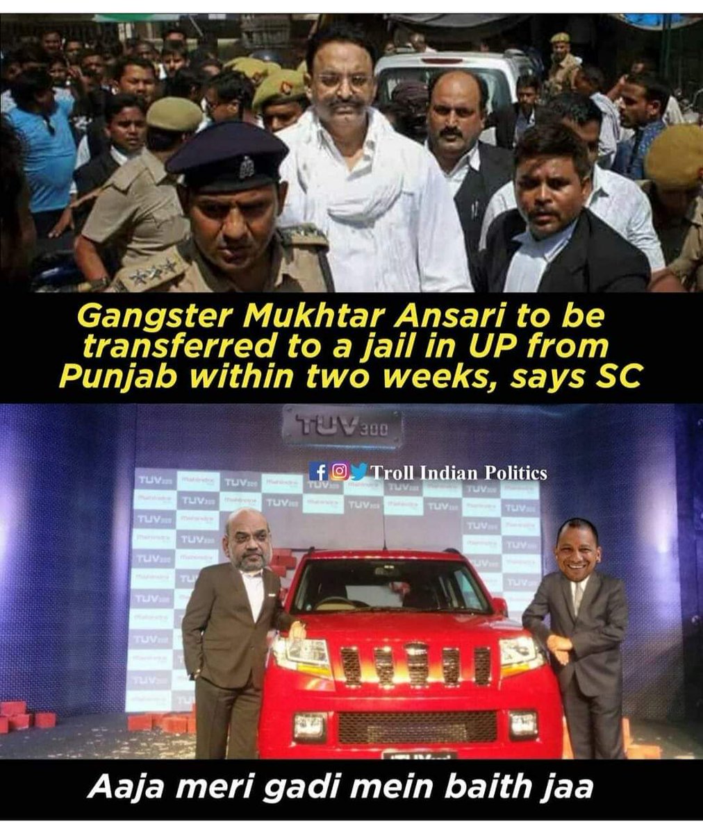 udit_panday's tweet photo. Mohali court rejects mukhtar ansari petition to consider his health &amp; not handover to UP police.
He will be handed over to UP police as per SC orders.
Meanwhile.somewhere in UP👇😂
#MukhtarAnsari #BREAKING #NewsAlert https://t.co/CIsikoLbm7