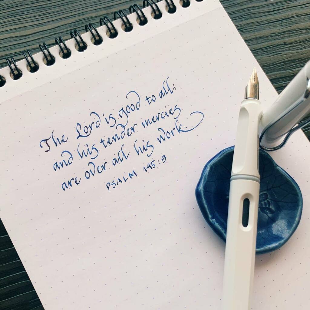 HelpmeetLetters's tweet photo. Psalm 145:9 KJV
[9] The Lord is good to all: and his tender mercies are over all his works.
.
.
.
.
.
.
.
#handlettering #moderncalligraphy #calligraphy #kjv #kjvonly #bibleverse #inspiration #quote #hymn #lettering #modernbrushlettering #typography #fon… https://t.co/dEIm3hmZiW https://t.co/AC2EZIRWhm