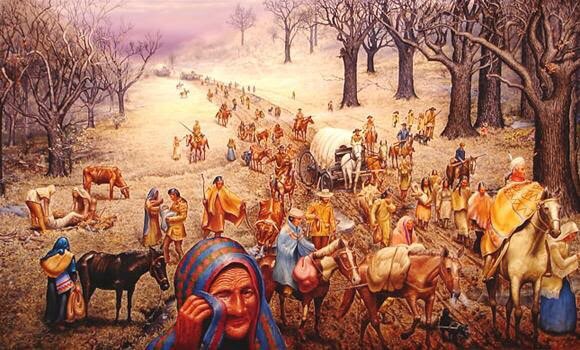 cnhb84's tweet photo. @AmericaByDesign 1838: President Buren send out 7,000 troops to hold the Indians at gunpoint in order to make them move faster. 5,000 Cherokee die as a result. https://t.co/X63BfBcGco