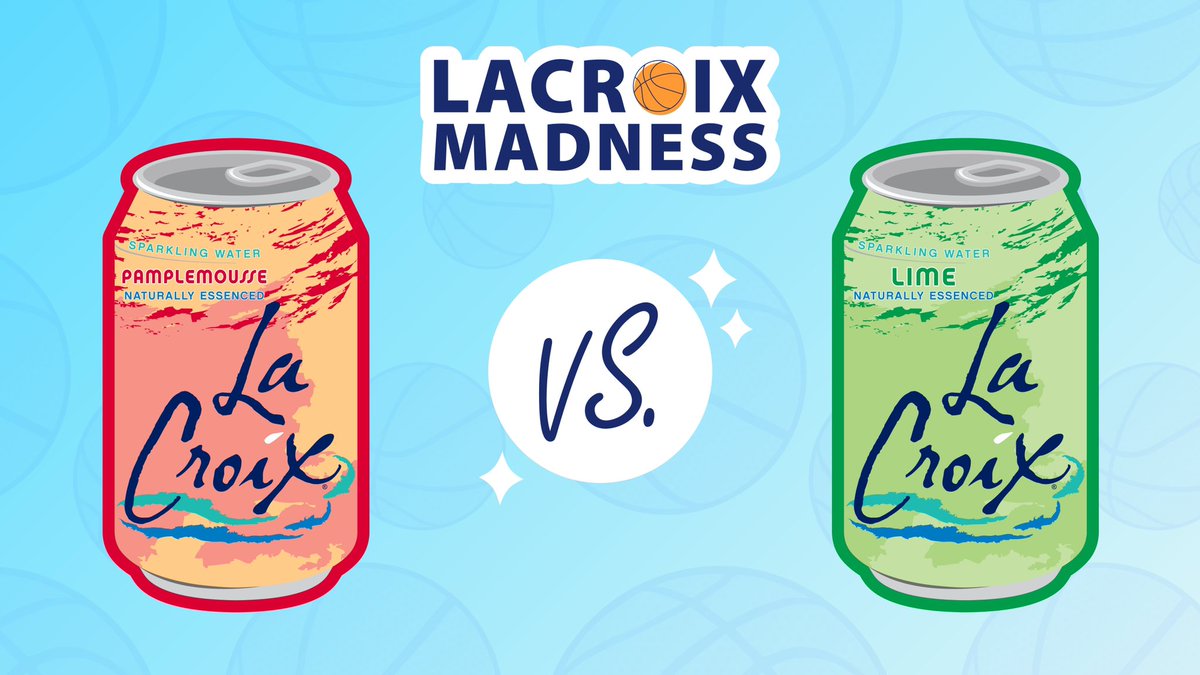 lacroixwater's tweet photo. Welcome to the #FizzyFour! Pamplemousse and Lime are facing off for a coveted spot in the #LaCroixMadness Championship! 🏀 Make sure to vote now for your favorite flavor! ✨ https://t.co/DAy7DccmIR