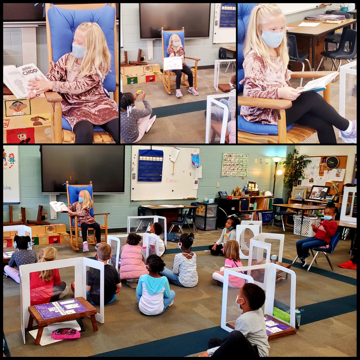 LinetteStephens's tweet photo. 604 had our first (of hopefully many) in-house guest reader. 
She practiced at home with mom and dad, came in and held her audience's attention from beginning to end!  
Looking forward to seeing who will be next from our room full of readers!
@ntimmerm 
@RTEFlightStatus https://t.co/NU0zfvJbXR