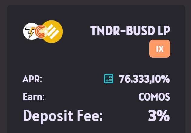 We have added TRND-BUSD pair, APR up to 76K %. You can earn COMOS with this pair now.
app.comos.finance/farms
<a href="/ComosF/">Comos Finance</a> #YieldFarming #BinanceSmartChain #Bitcoin #BNB #BSC #DeFi #crypto #bitcoin #COMOS #TNDR