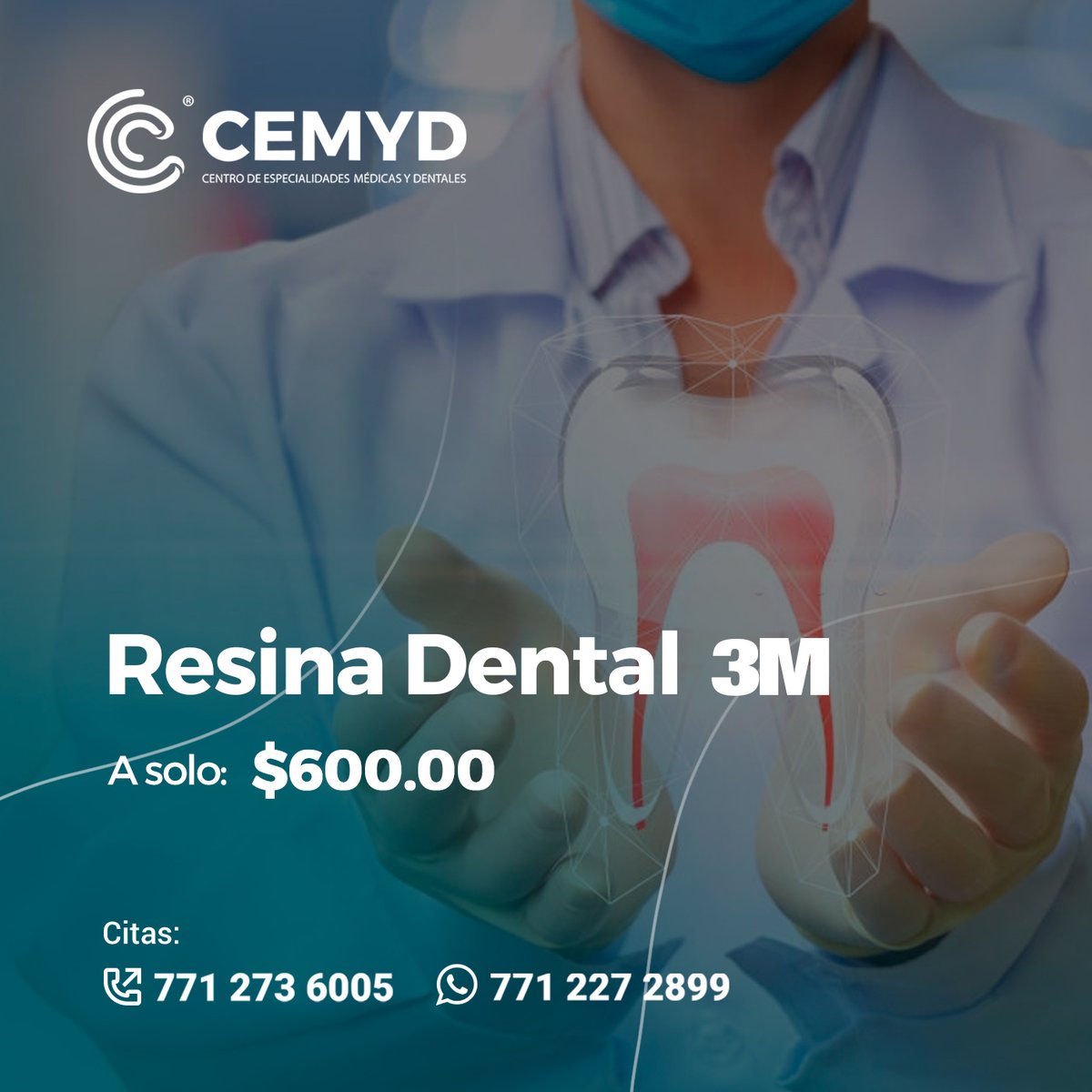 Cemyd1's tweet photo. El mejor remedio para las caries es darles una atención temprana.
No esperes hasta sentir dolor para acudir con tu dentista. 🦷💙
Utilizamos resinas #3M de la más alta calidad para garantizar tu salud bucal.
#CEMYDteCuida #SaludBucal  #Salud #DientesSanos #ResinasDentales #3M https://t.co/JBiR2qdYeb